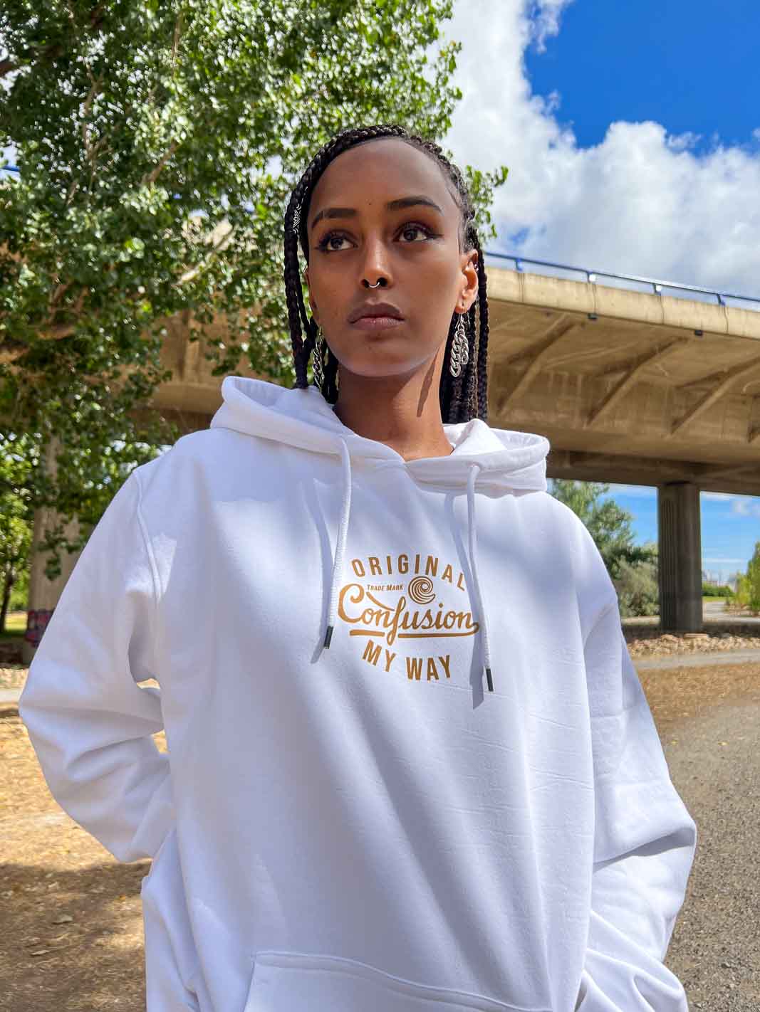 ORIGINAL CONFUSION GOLD WHITE HOODIE