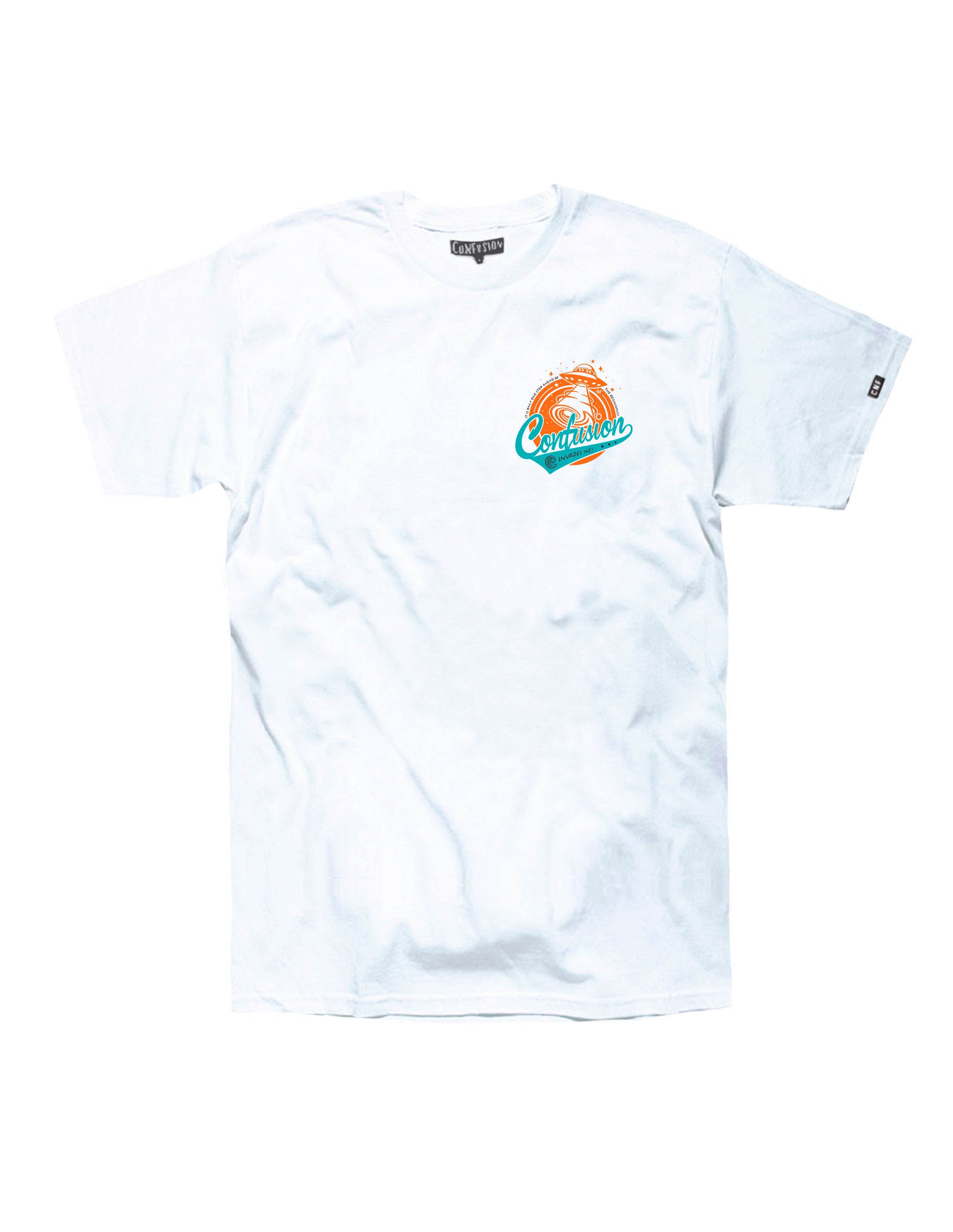 INVADERS V2 WHITE TSHIRT ORANGE &amp; BLUE