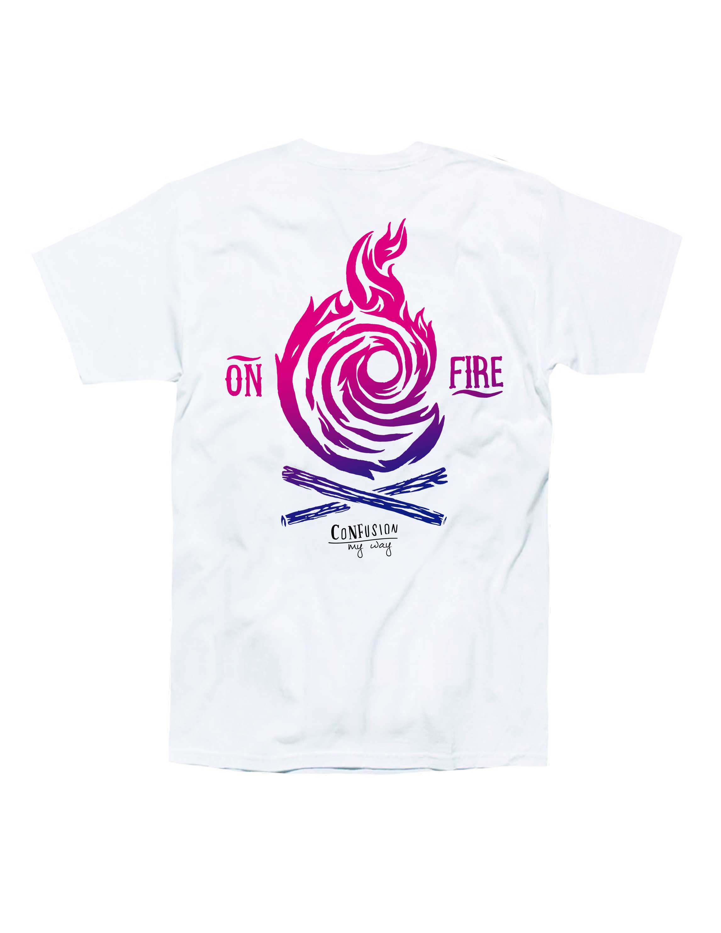 ON FIRE WHITE TSHIRT FADE LIMITED EDITION