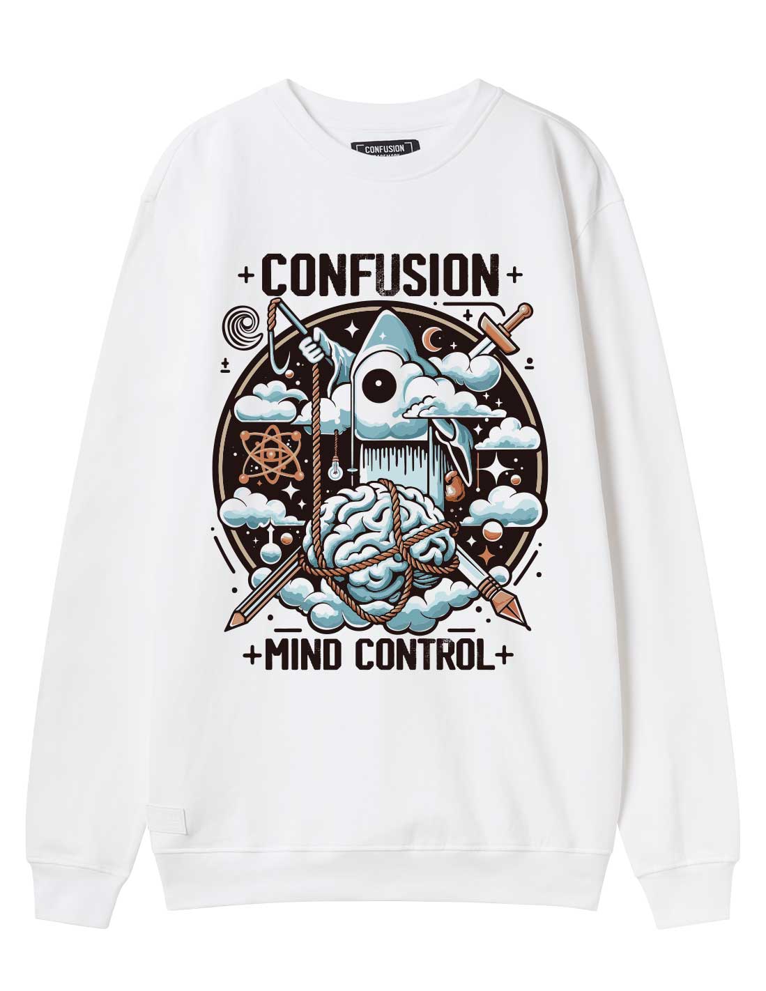 MIND CONTROL WHITE CREWNECK