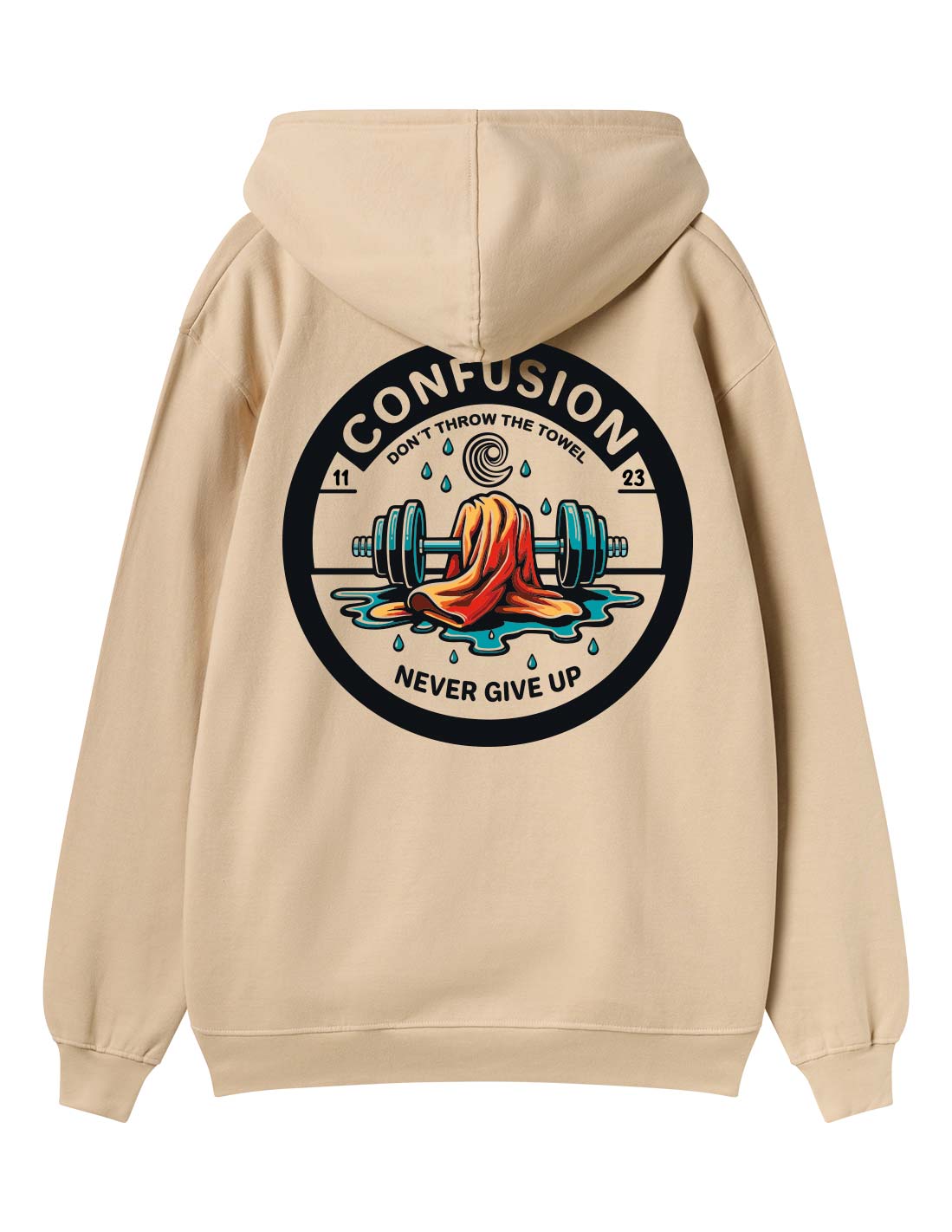 NEVER GIVE UP CREAM HOODIE LIMITED EDITION