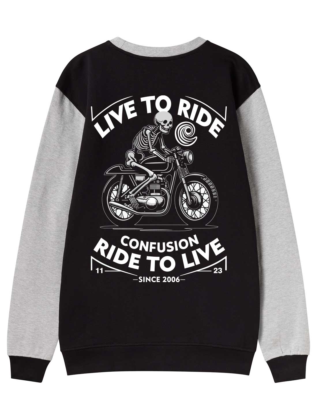 RIDELIFE BLACK & GREY CREWNECK