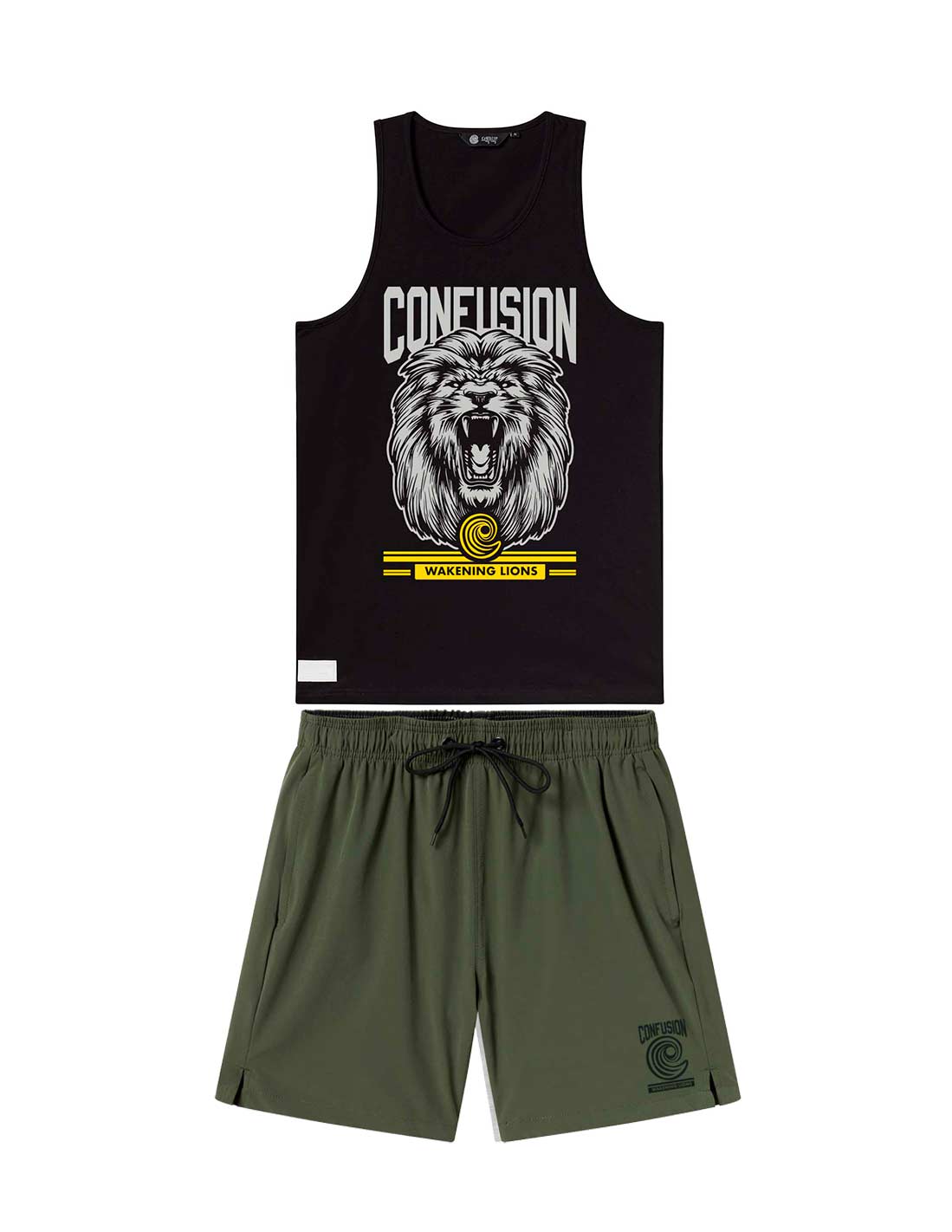 WAKENING LIONS BLACK TANK X MGREEN SWIMM