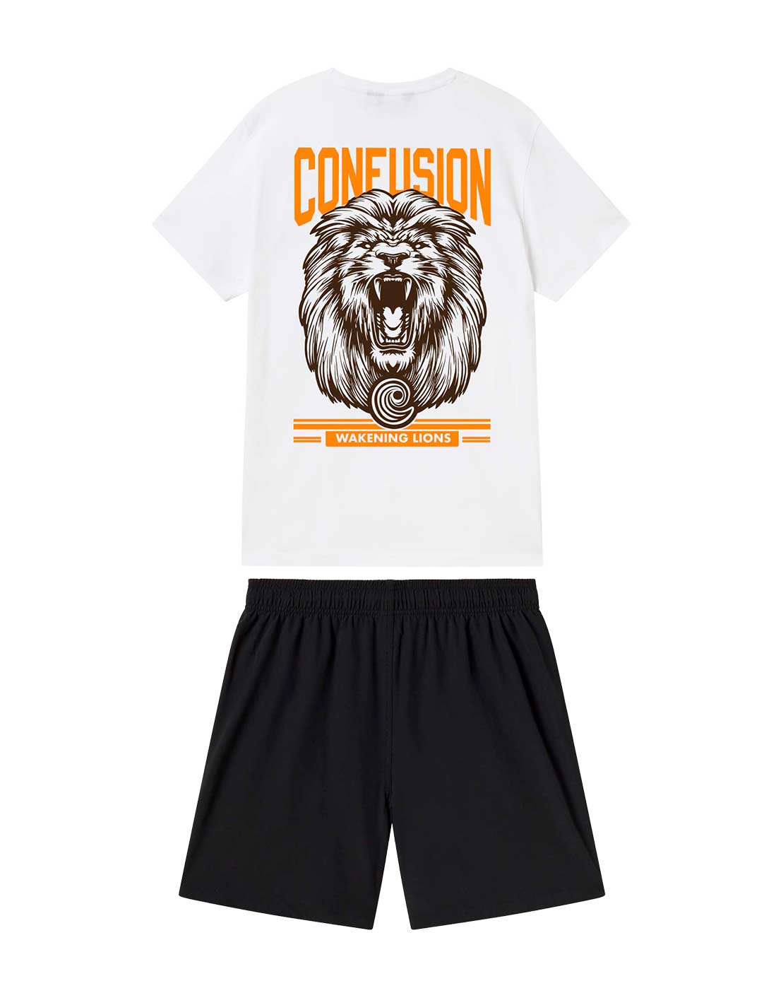 WAKENING LIONS WHITE TEE X BLACK SWIMM