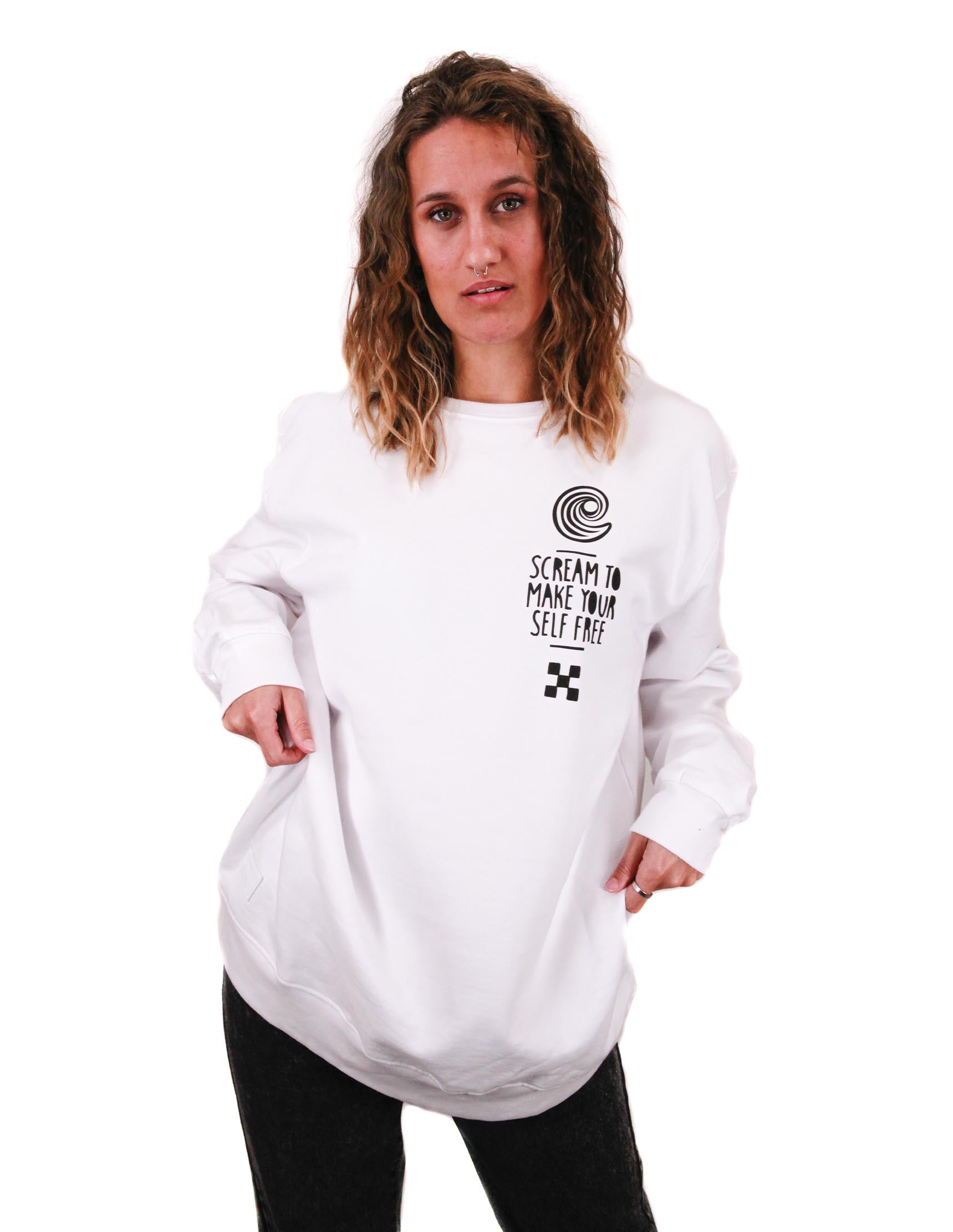 SCREAM CHEST WHITE CREWNECK