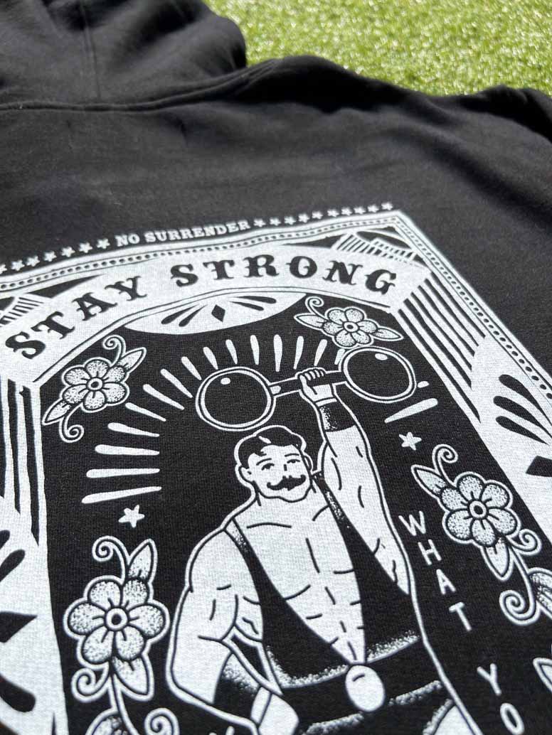 STAY STRONG BLACK HOODIE