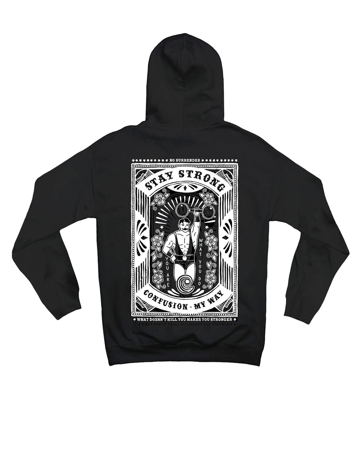 STAY STRONG BLACK HOODIE