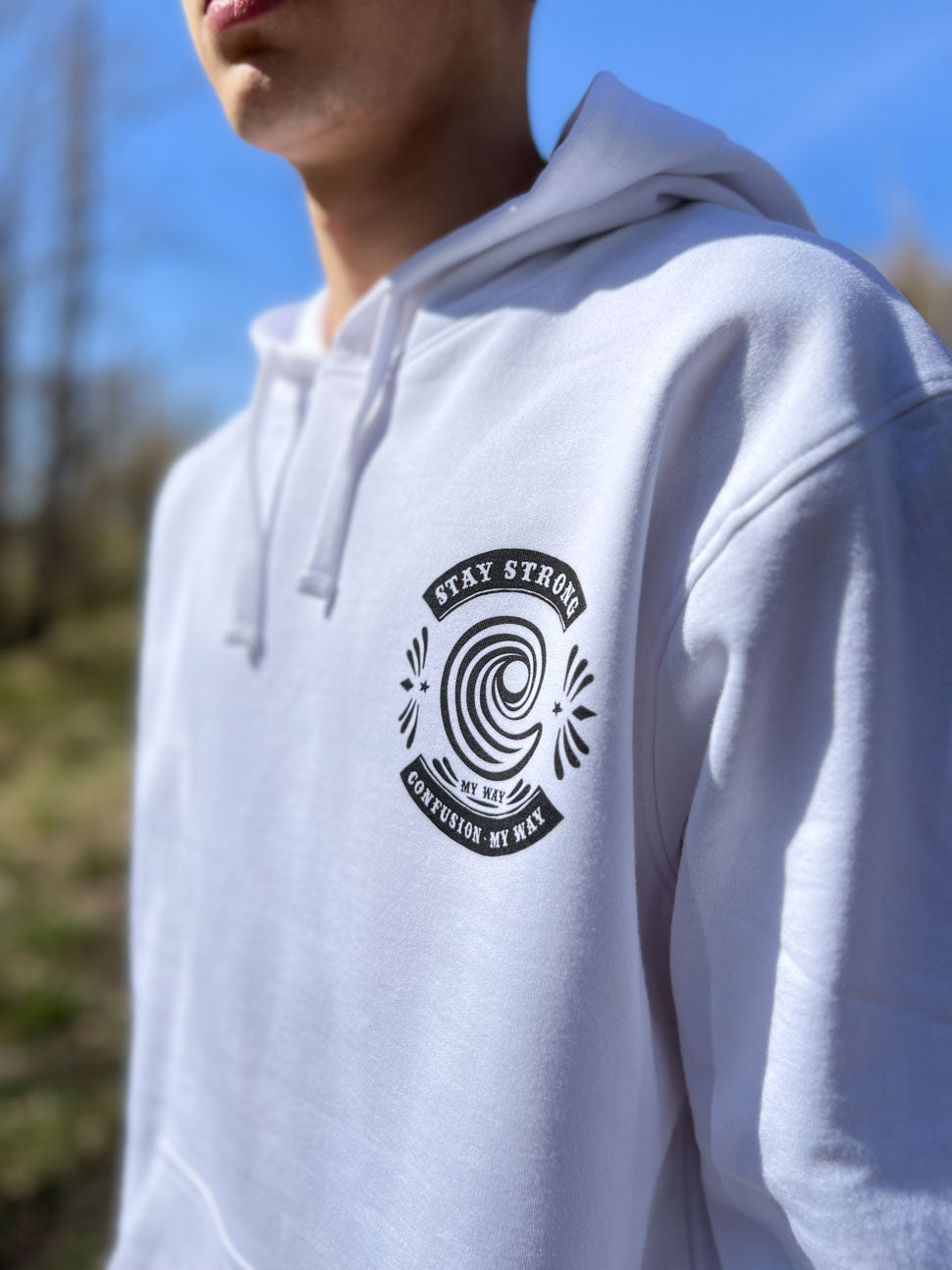 STAY STRONG WHITE HOODIE