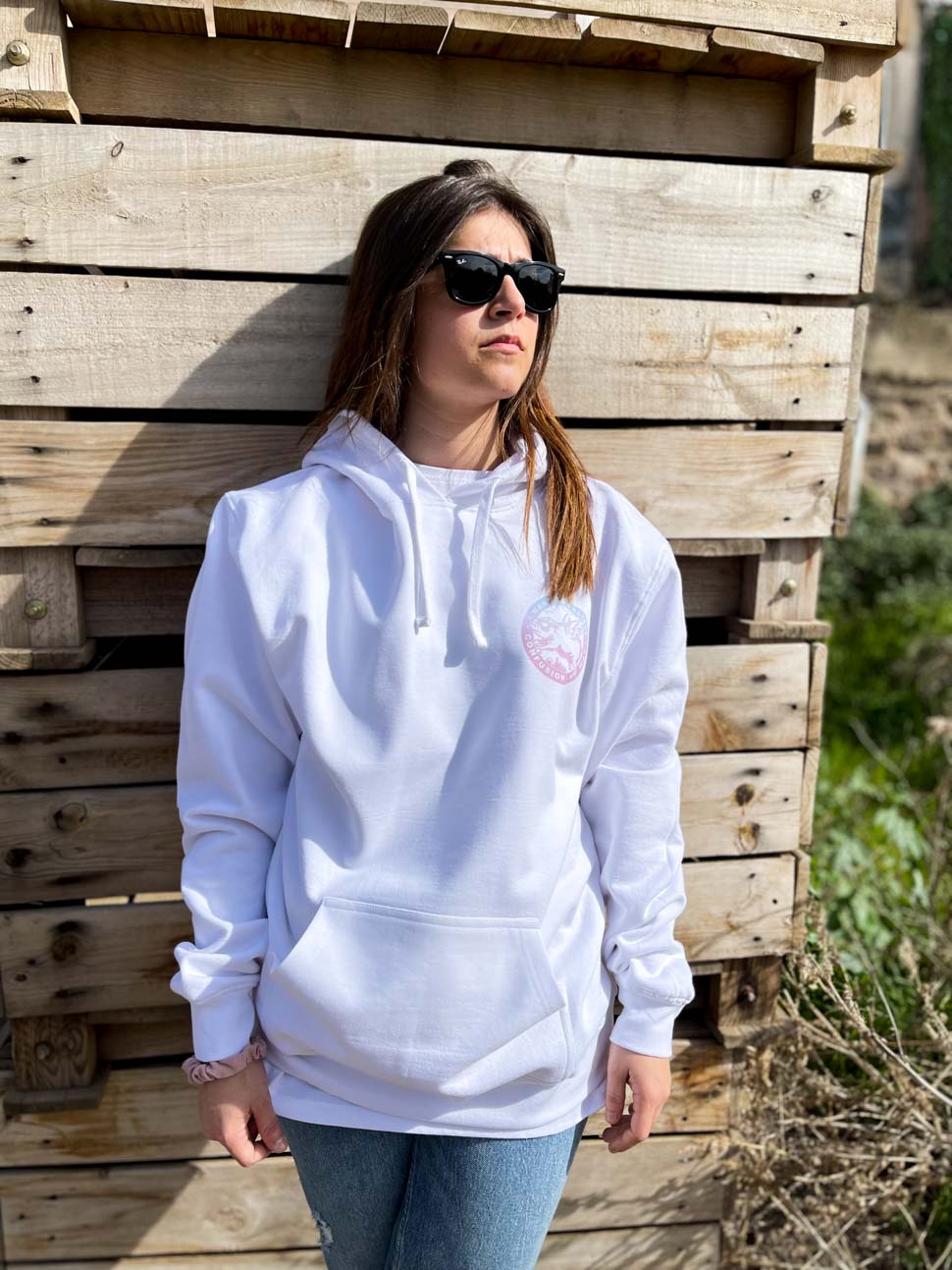 BELIEVE WHITE HOODIE PINK FADE