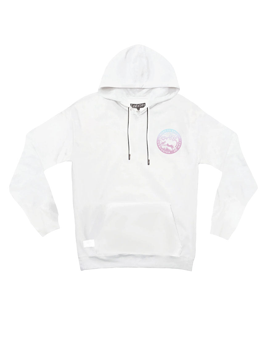 BELIEVE WHITE HOODIE PINK FADE