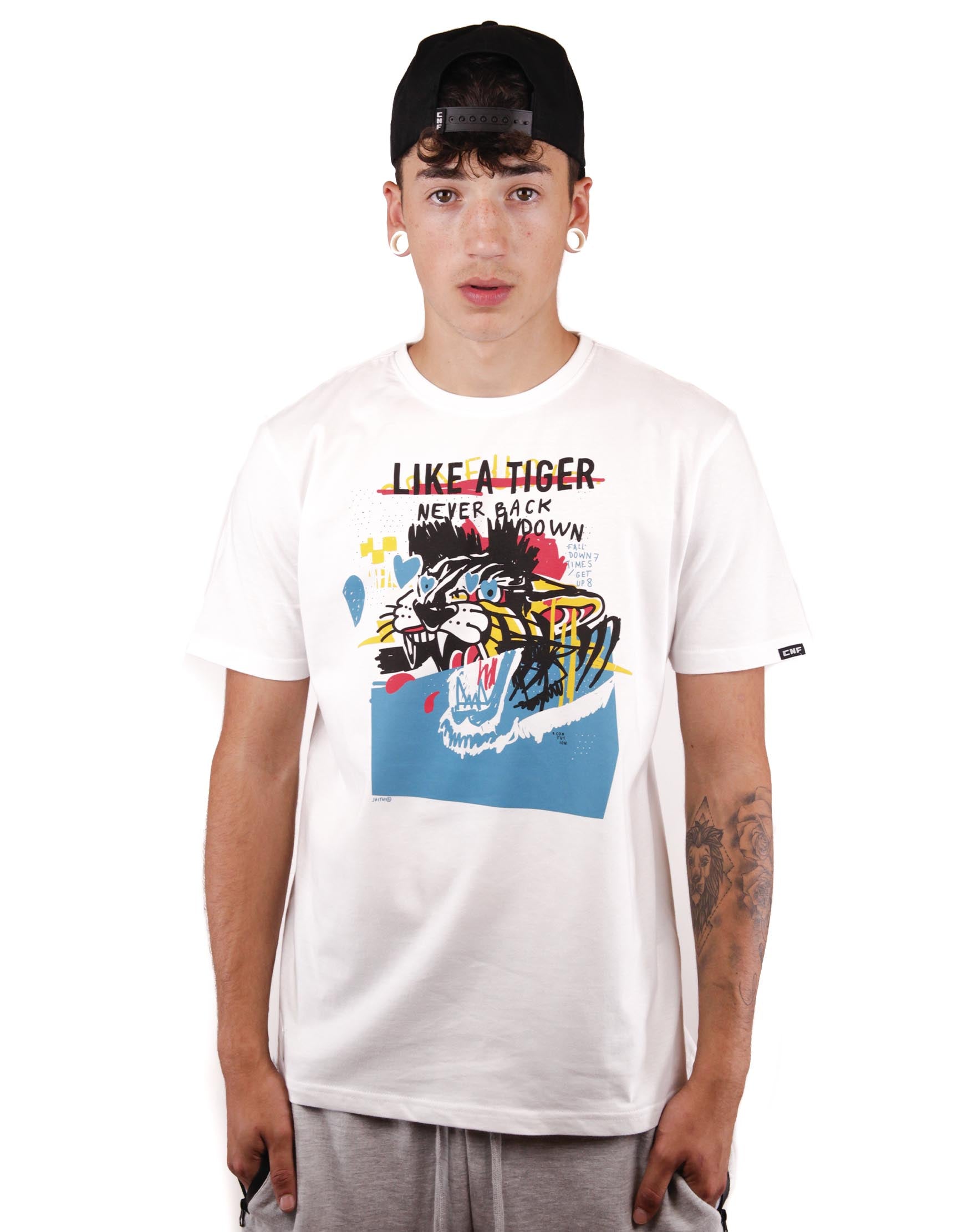 LIKE A TIGER WHITE TSHIRT